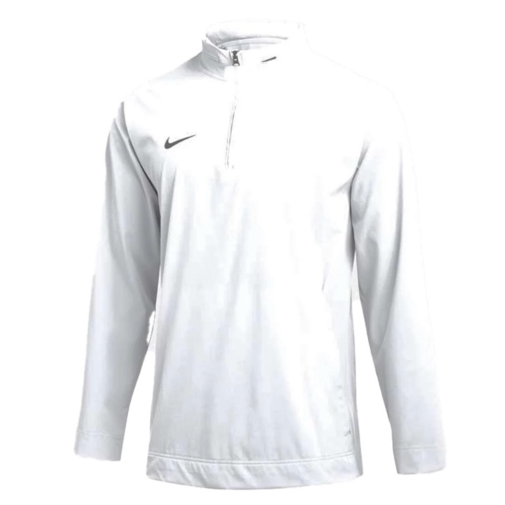 Nike White Lightweight Quarter-Zip Shirt Jacket with Black Swoosh